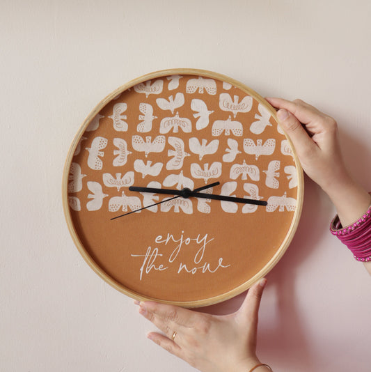 Earthy Canvas Wall Clock - Wooden